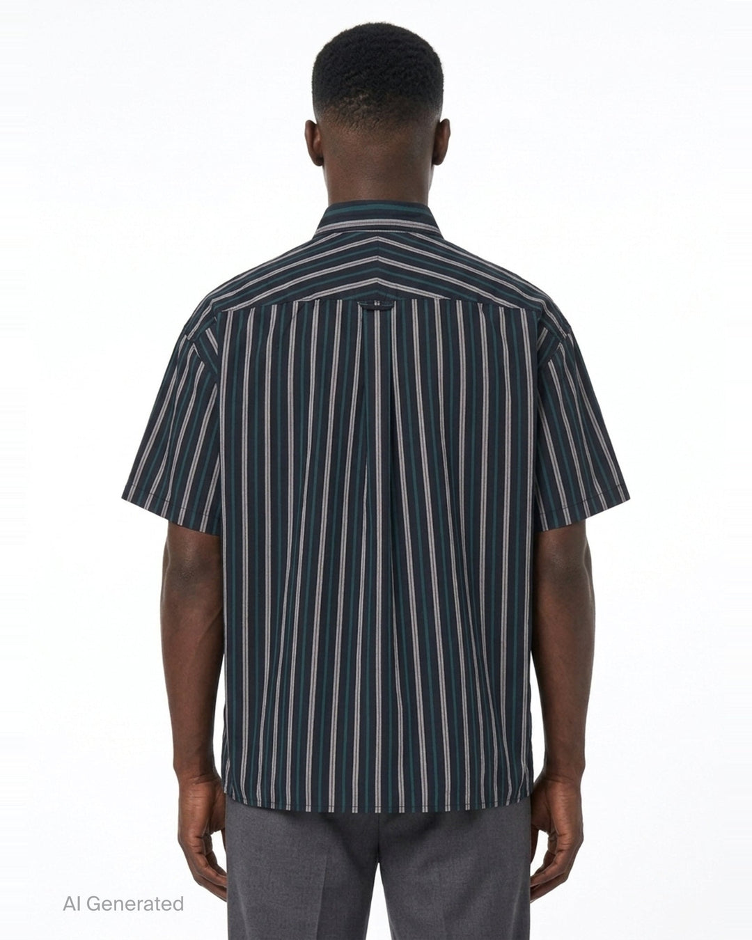 Cotton High Density Short Sleeve Stripe Shirt | Mihara Yasuhiro | Club21 - back
