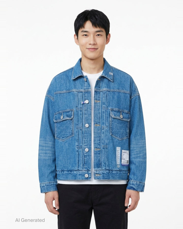 Hard Washed Selvedge Denim Jacket | Mihara Yasuhiro | Club21 - front