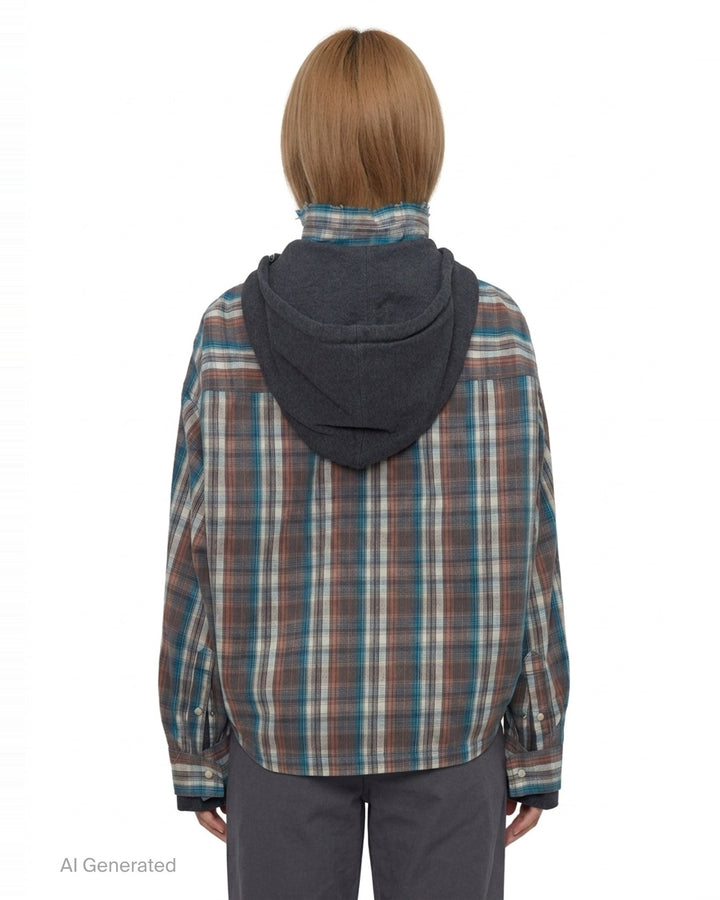Hooded Check Shirt | Mihara Yasuhiro | Club21 - back