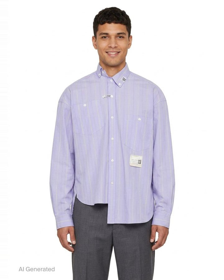 Offset Front Long Sleeve Shirt | Mihara Yasuhiro | Club21 - front