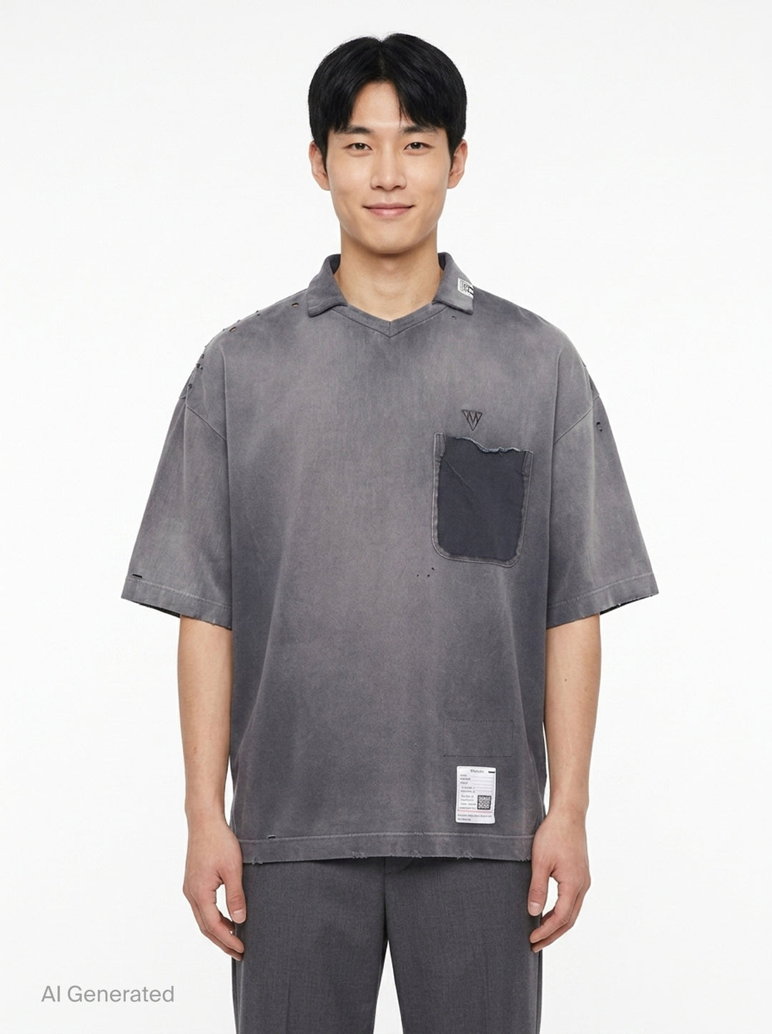 Sun Faded Collared Tee | Mihara Yasuhiro | Club21 - front
