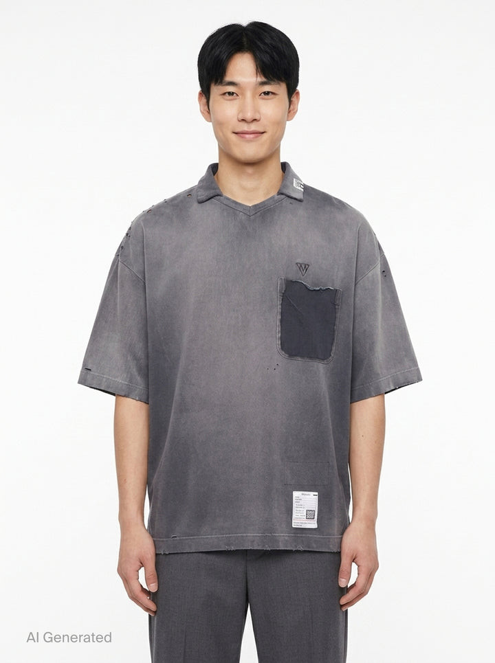 Sun Faded Collared Tee | Mihara Yasuhiro | Club21 - front