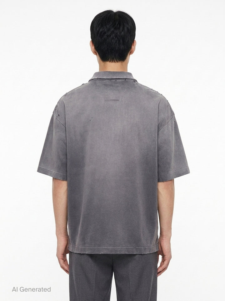 Sun Faded Collared Tee | Mihara Yasuhiro | Club21 - back
