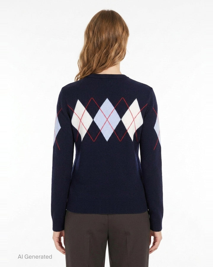 Argyle Crewneck Cardigan | MSGM | Club21 - back