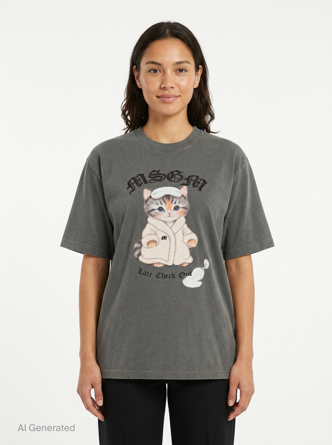 Bathrobe Cat Graphic Tee | MSGM | Club21 - front