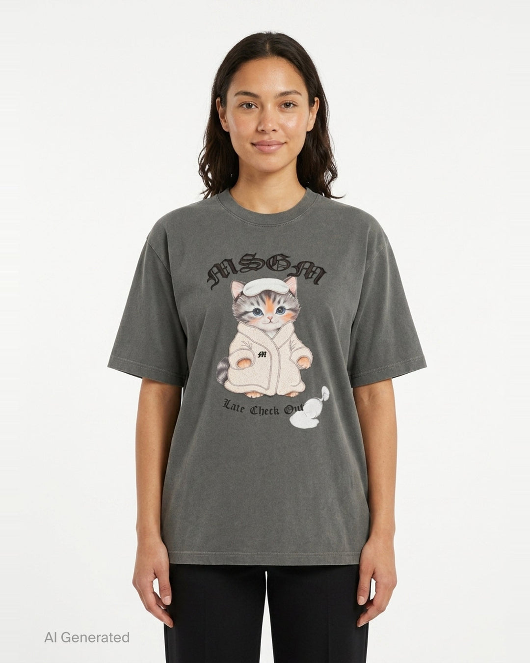 Bathrobe Cat Graphic Tee | MSGM | Club21 - front