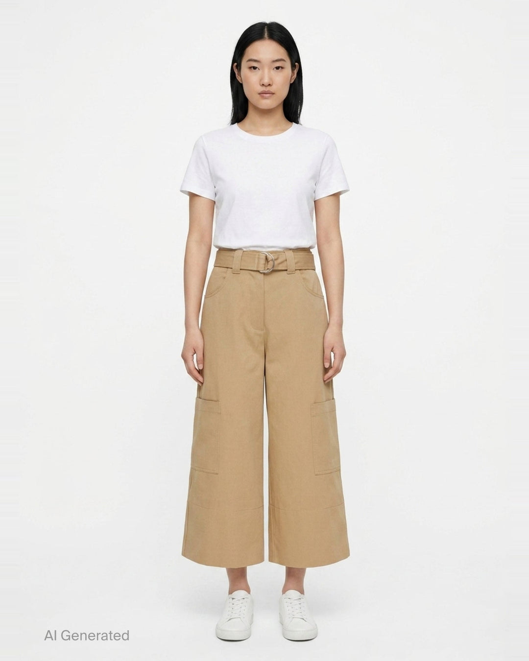 Belted Wide-Leg Culotte Pants | MSGM | Club21 - front