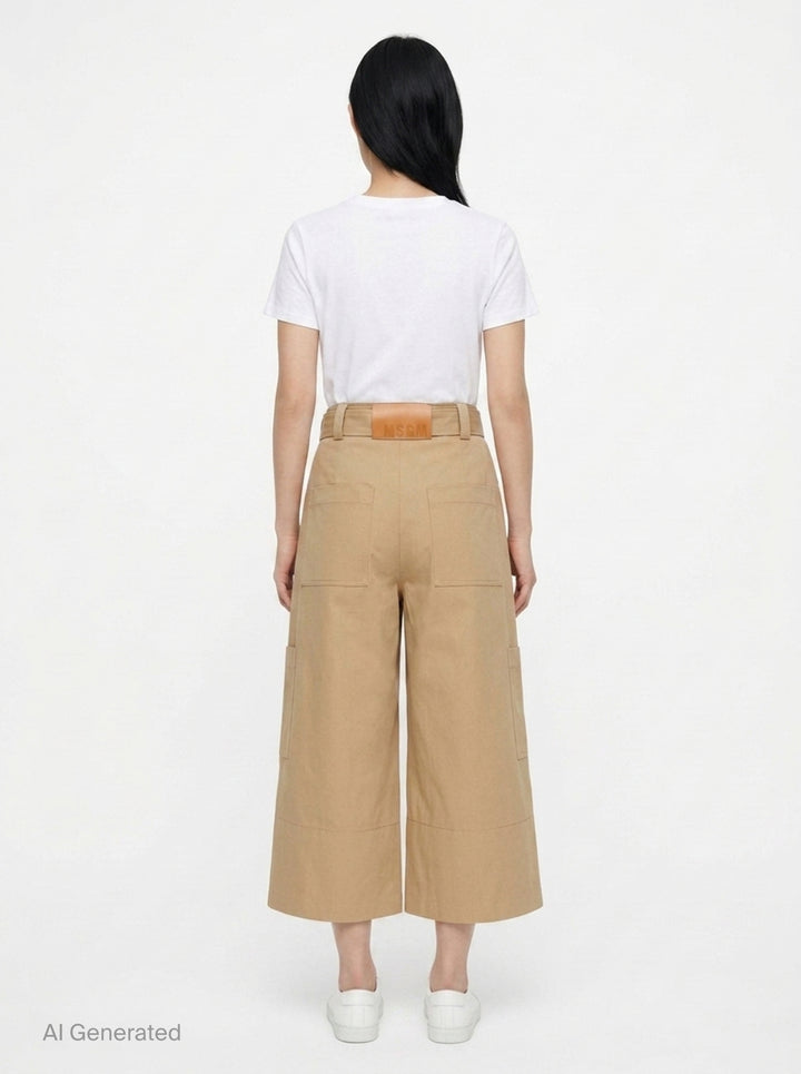 Belted Wide-Leg Culotte Pants | MSGM | Club21 - back