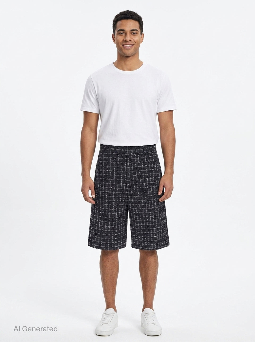 Checkered Tweed Bermuda Shorts | MSGM | Club21 - front