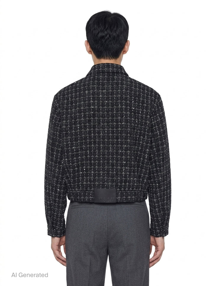 Checkered Tweed Blouson Jacket | MSGM | Club21 - back