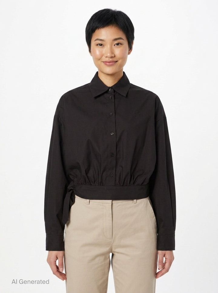Embellished M Cropped Blouse | MSGM | Club21 - front