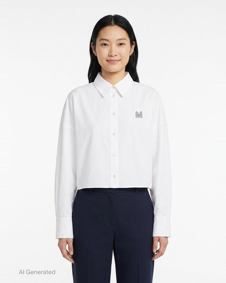 Embellished M Cropped Shirt | MSGM | Club21 - front
