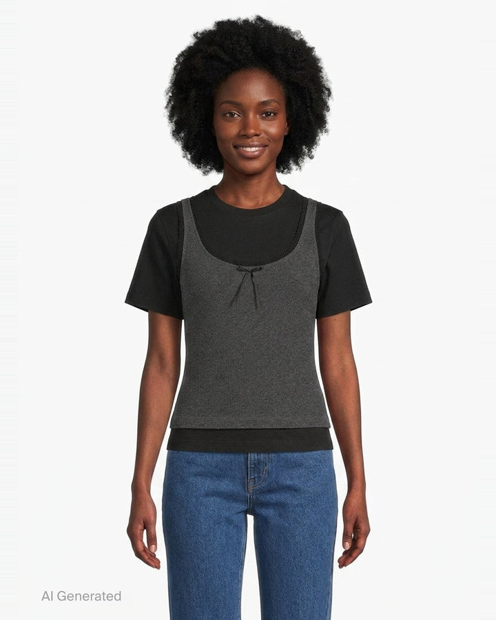 Layered Tank Top Tee | MSGM | Club21 - front