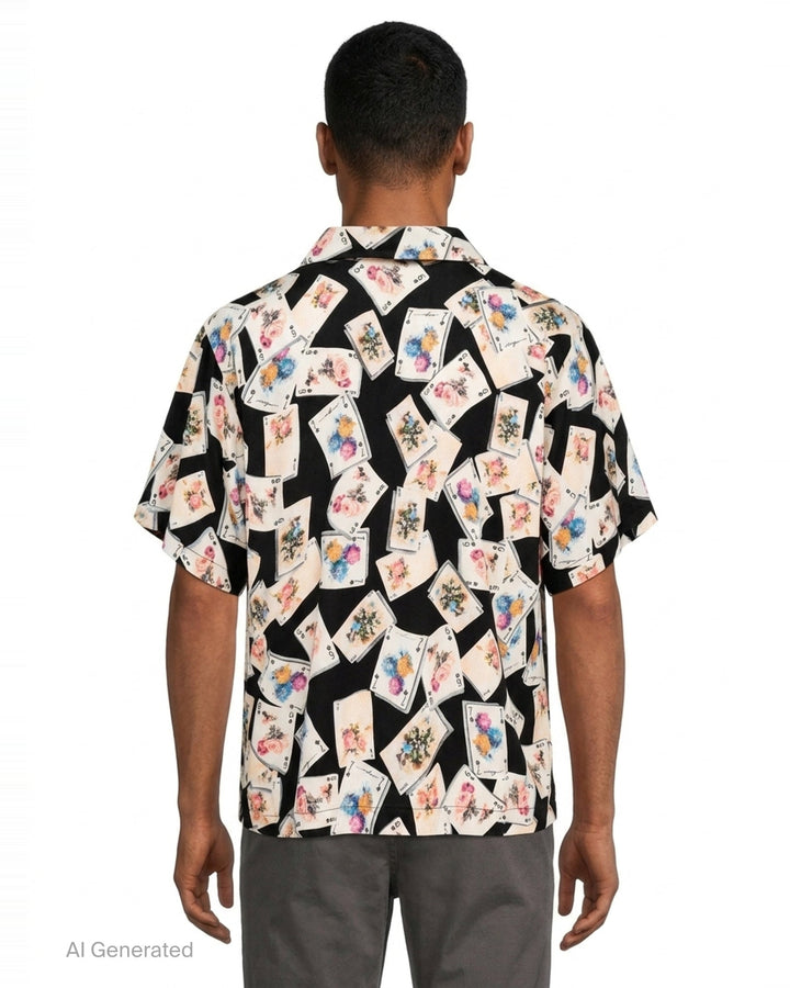 Poker Cards Print Short Sleeve Shirt | MSGM | Club21 - back