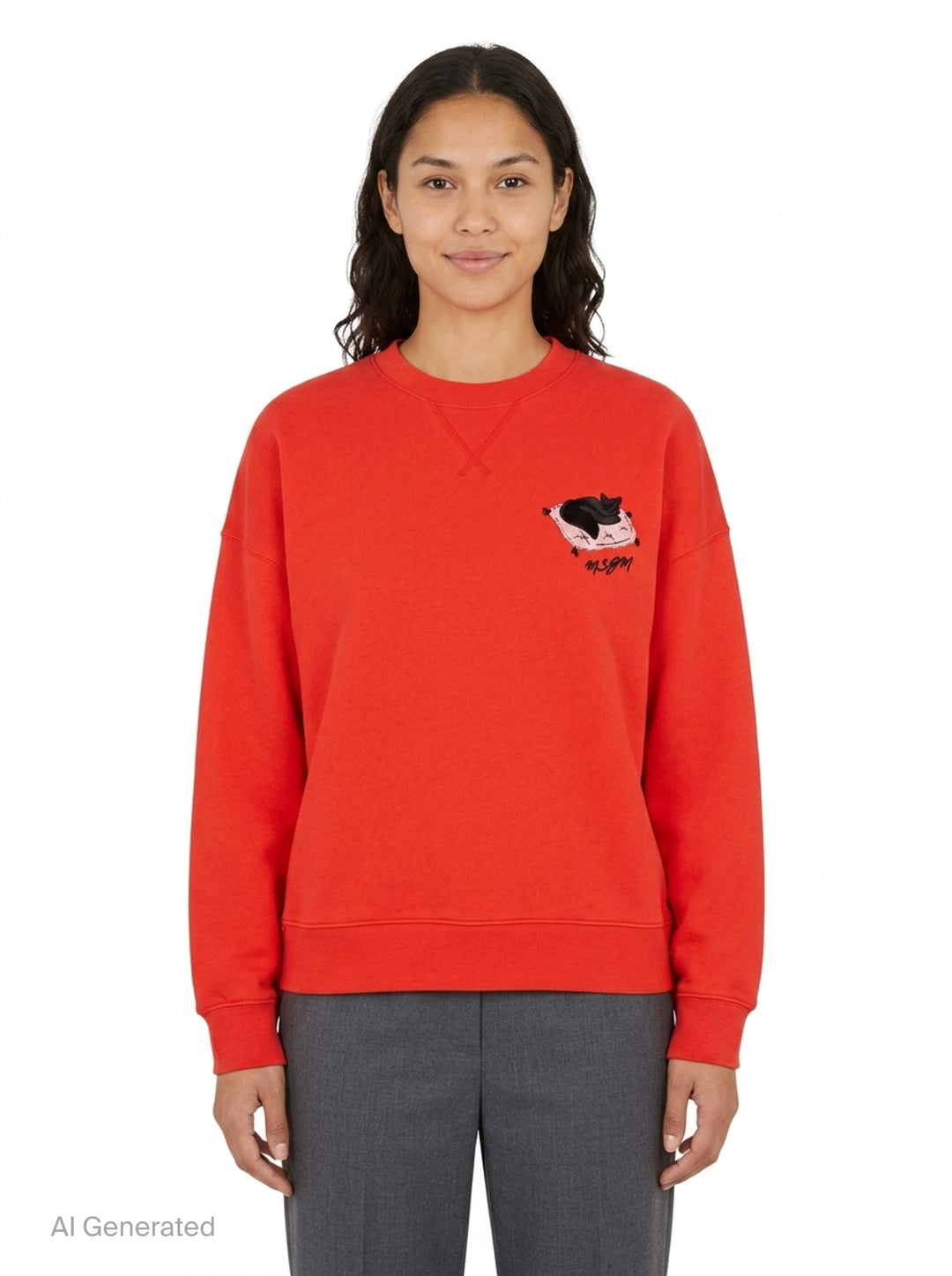Sleeping Cat Embroidery Sweatshirt | MSGM | Club21 - front