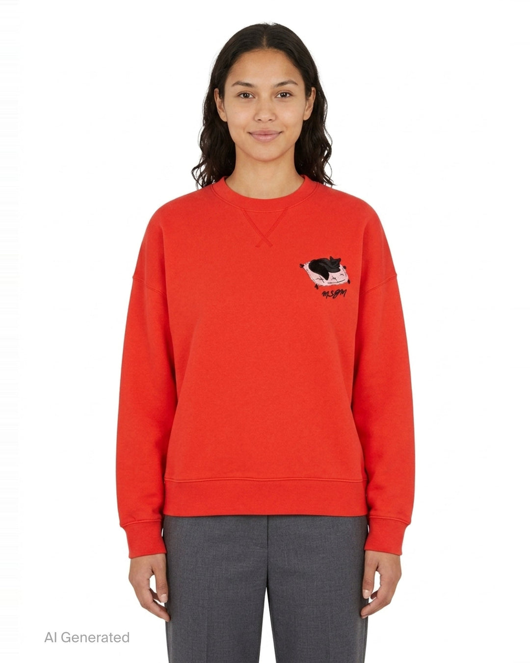 Sleeping Cat Embroidery Sweatshirt | MSGM | Club21 - front
