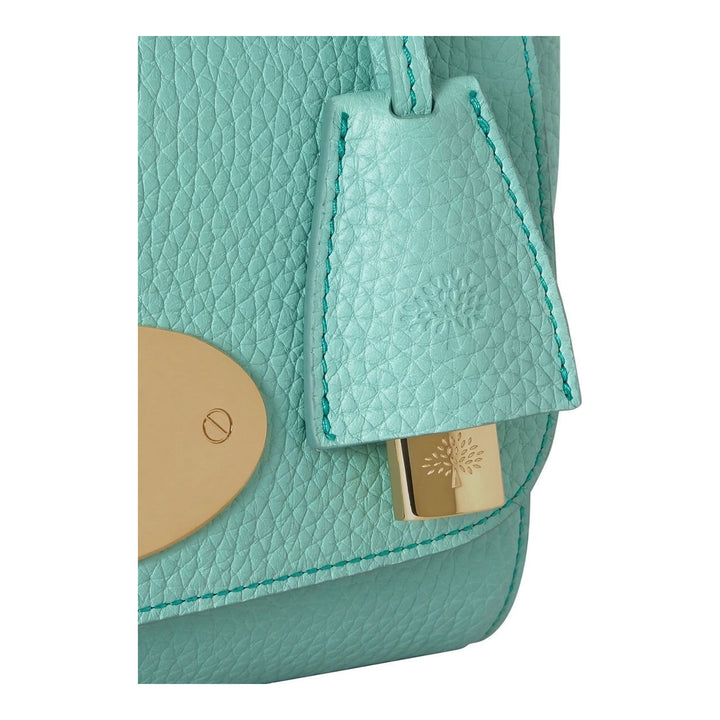 Mulberry Lily Heavy Grain small shoulder bag in mint green pebbled leather with gold-tone chain strap and oval postman's lock closure - packshot