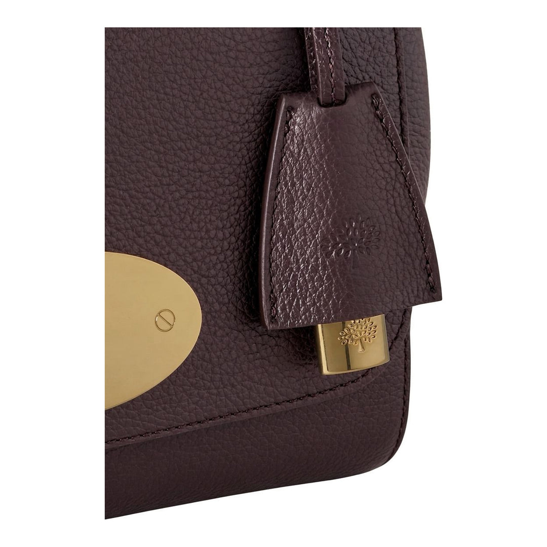 Mulberry Lily Small shoulder bag in teal blue Classic Grain pebbled leather with antiqued gold chain strap and oval postman's lock closure - packshot