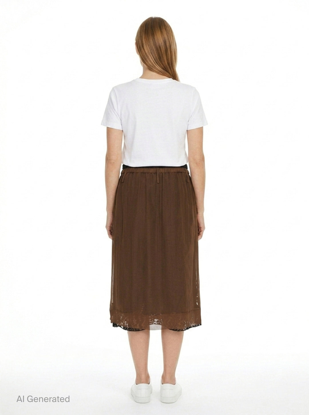 Brown Chiffon Lace Trim Skirt | N°21 | Club21 - back