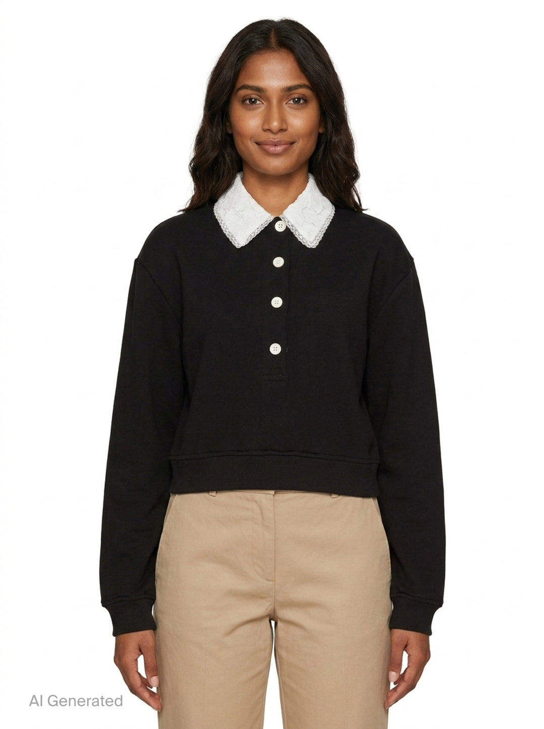 Lace Collar Button Sweatshirt | N°21 | Club21 - front