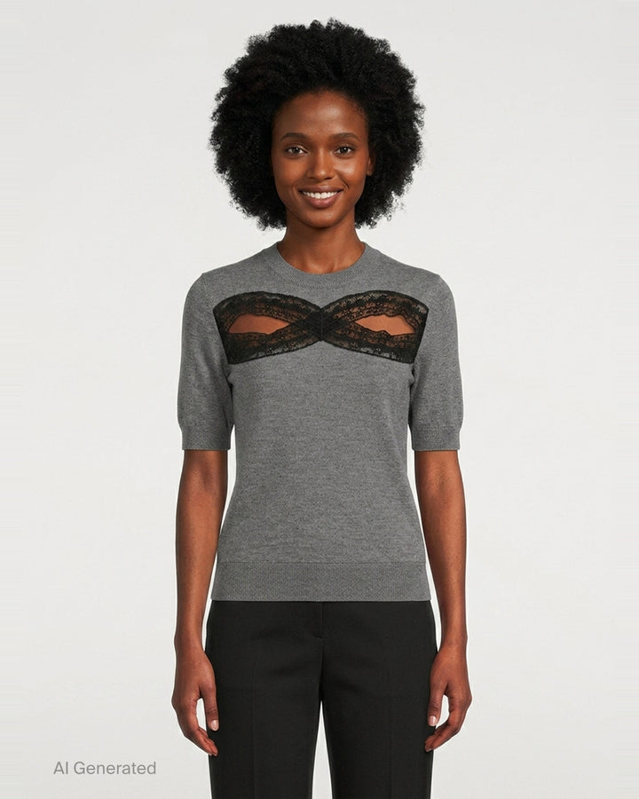Lace Detail Crew Neck Knit | N°21 | Club21 - front