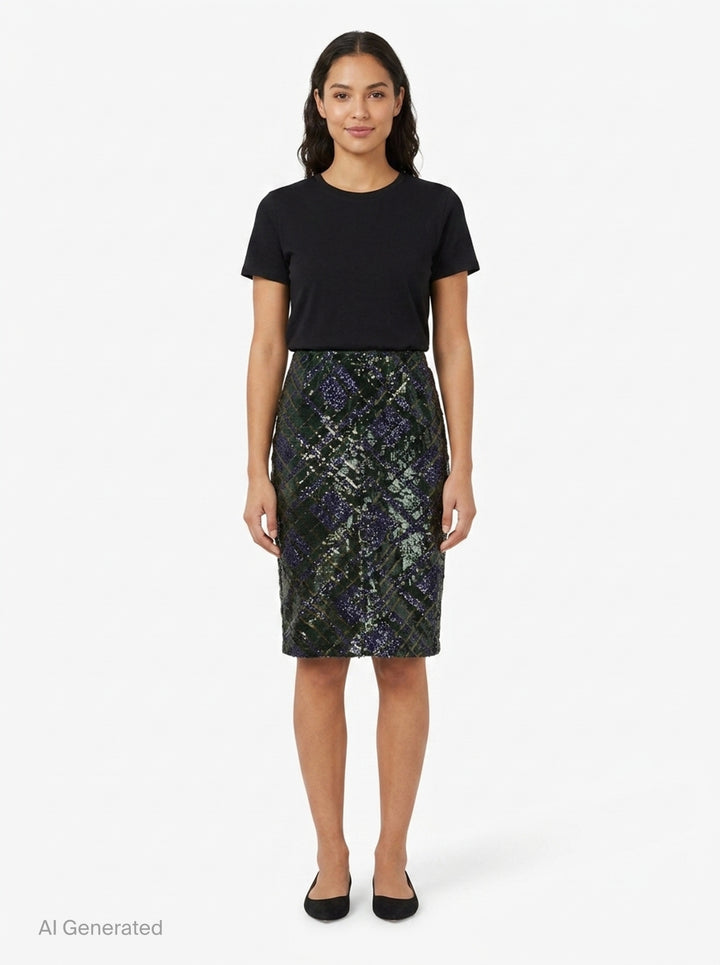 Sequin Tartan Pencil Skirt | N°21 | Club21 - front