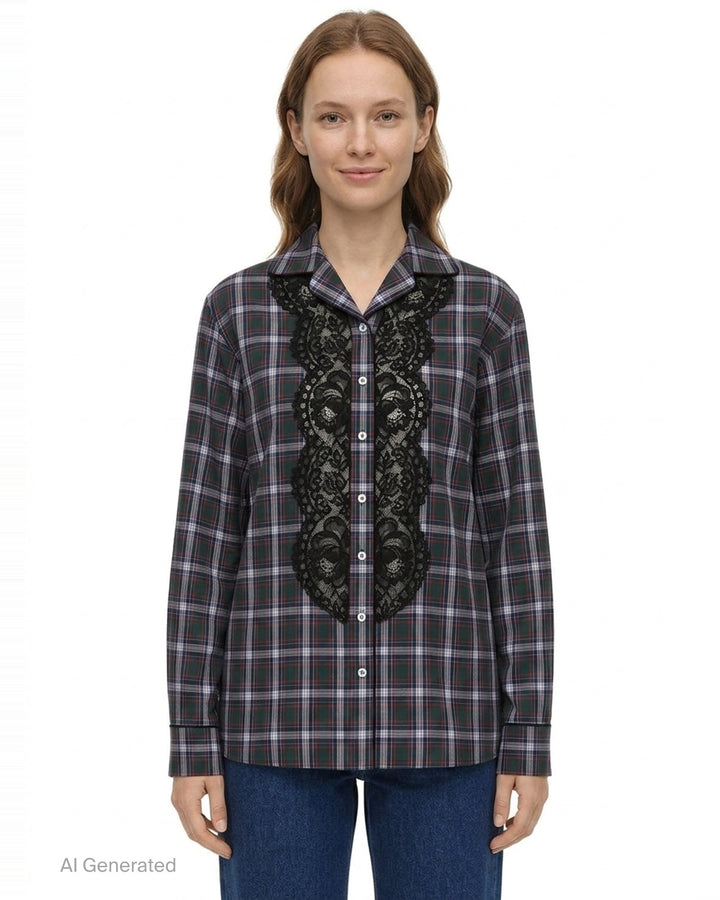 Tartan Lace Trim Shirt | N°21 | Club21 - front