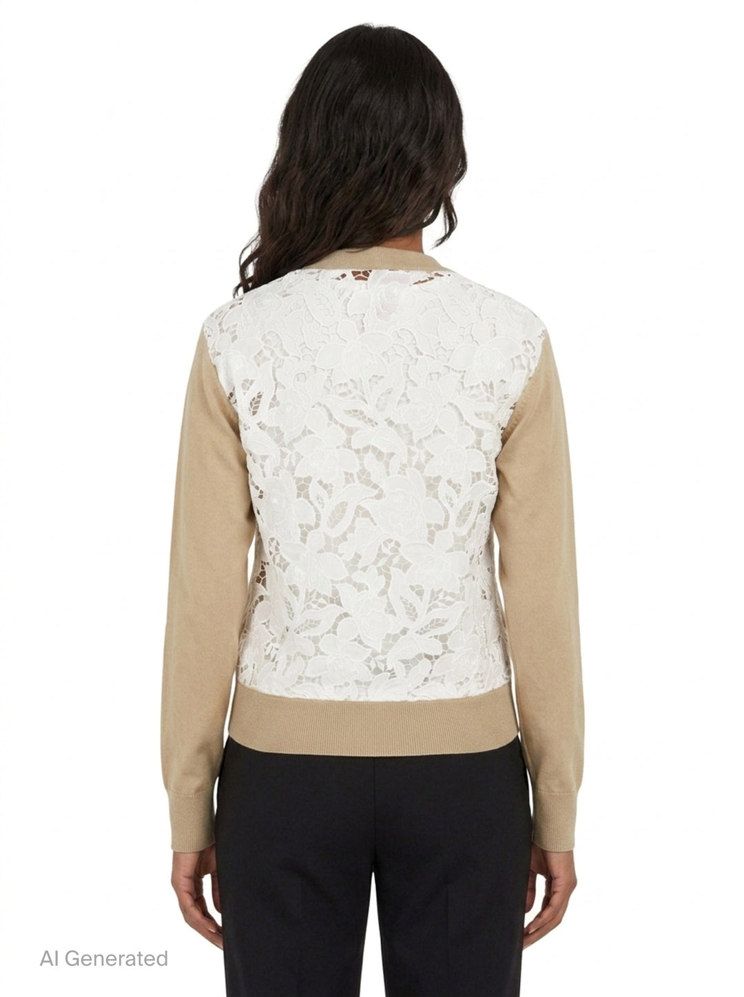 N°21 fine knit camel V-neck cardigan with pearlescent button placket, tonal logo embroidery on the chest, ribbed cuffs and hem, and two hip patch pockets, shown flat against a white background