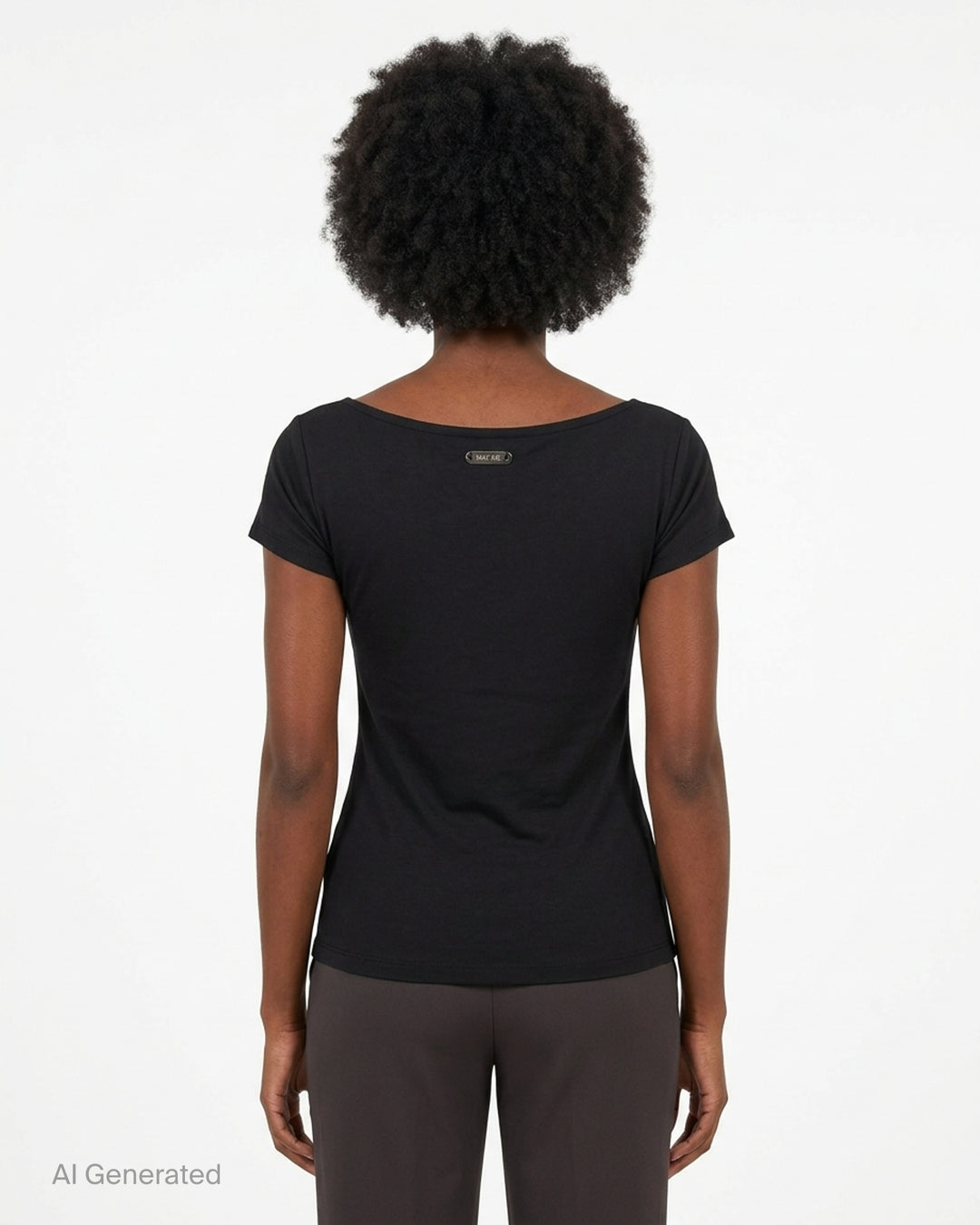 Nache black short-sleeve scoop-neck T-shirt with a distressed white X-ray slip dress print across the front - back