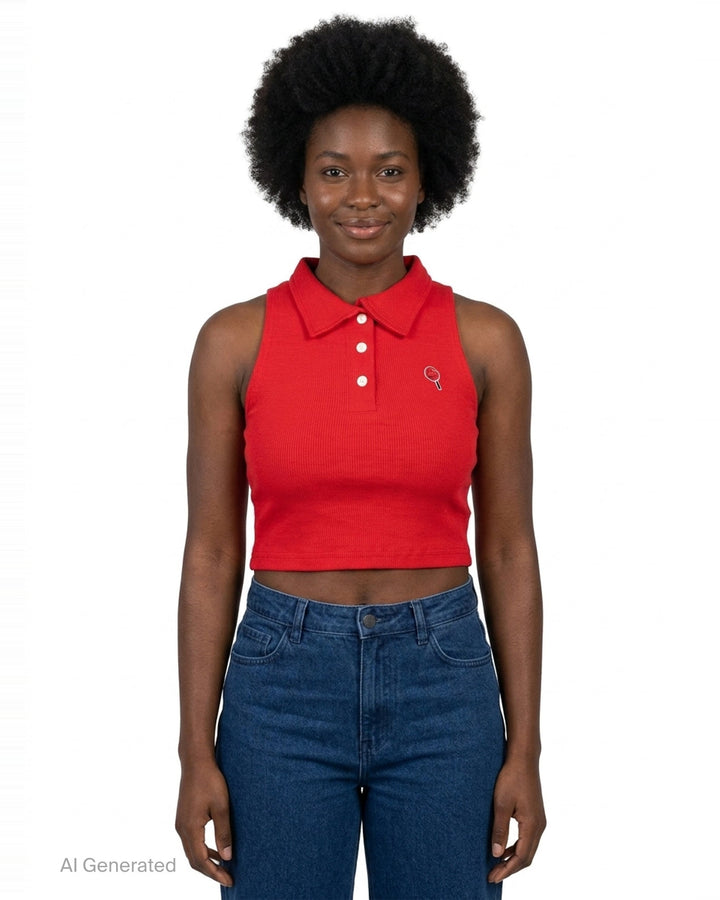 Boonie Cropped Polo Top | Nineties | Club21 - front