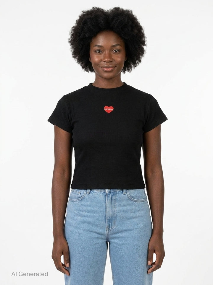 Holly Heart Embroidered Tee | Nineties | Club21 - front