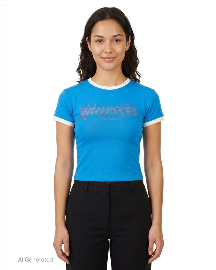 Rhinestone Logo Ringer Tee | Nineties | Club21 - front