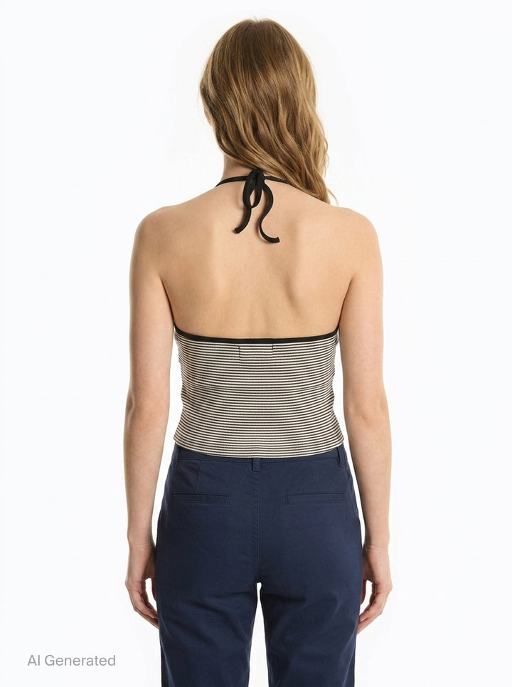 Striped Halter Crop Top | Nineties | Club21 - back