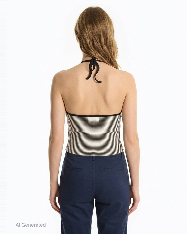 Striped Halter Crop Top | Nineties | Club21 - back