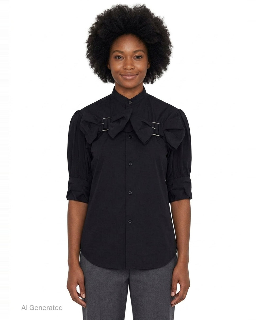 Bow Buckle Blouse | Noir Kei Ninomiya | Club21 - front