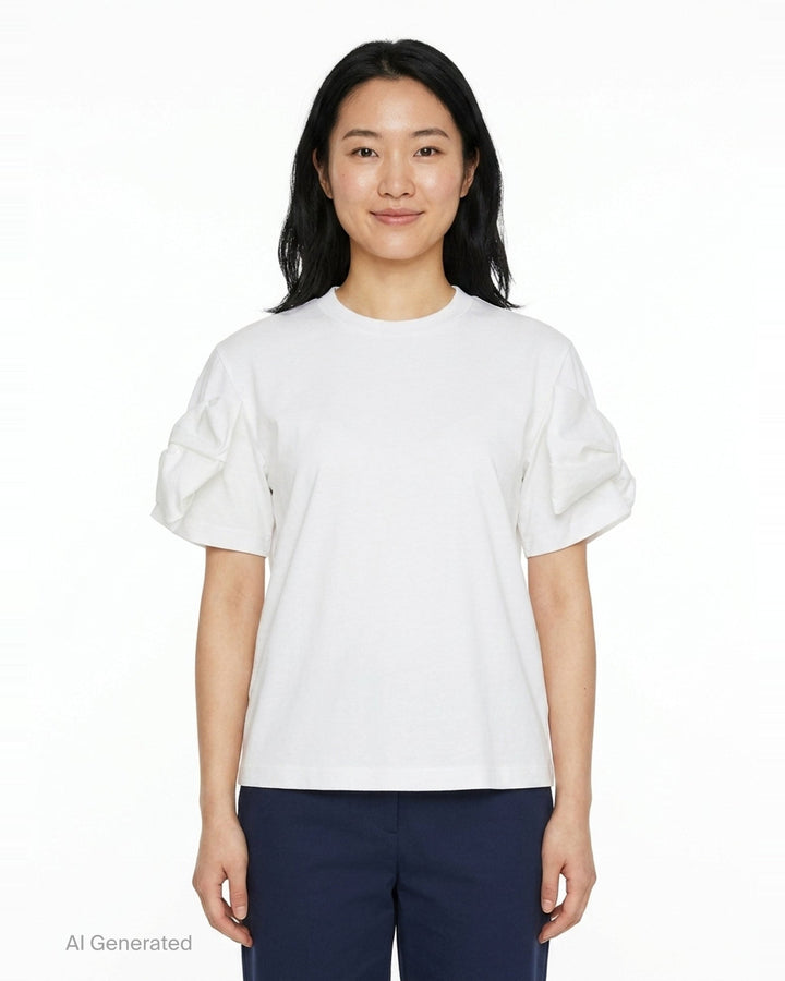 Cotton Tee With Bow Detail | Noir Kei Ninomiya | Club21 - front