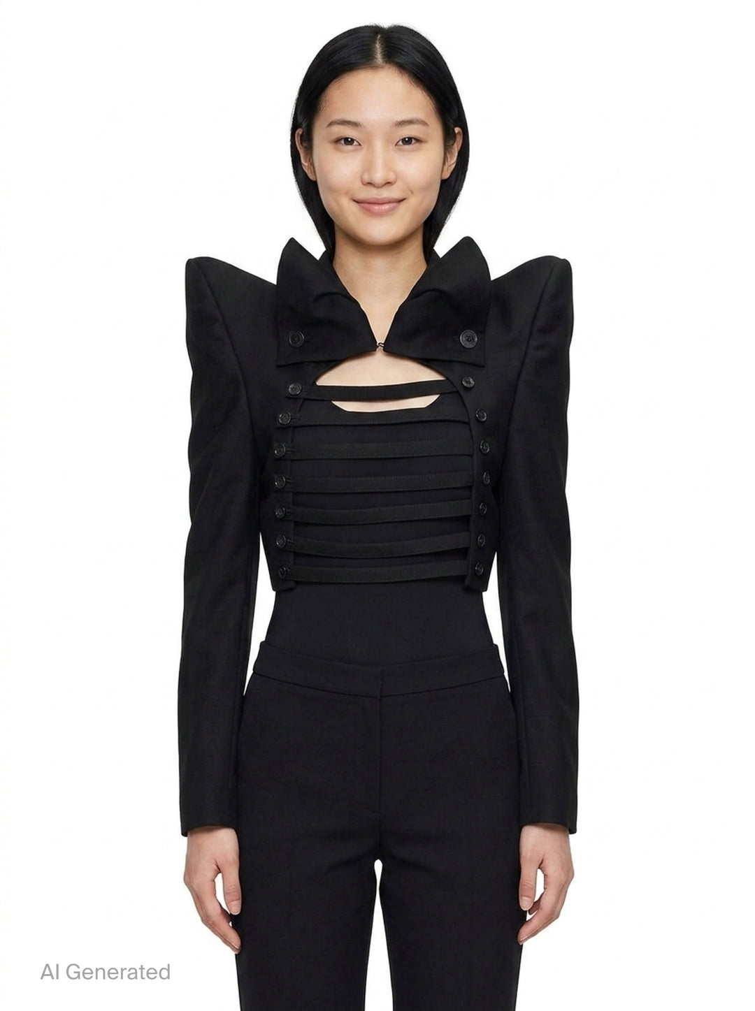 Cropped Slashed Front Jacket | Noir Kei Ninomiya | Club21 - front