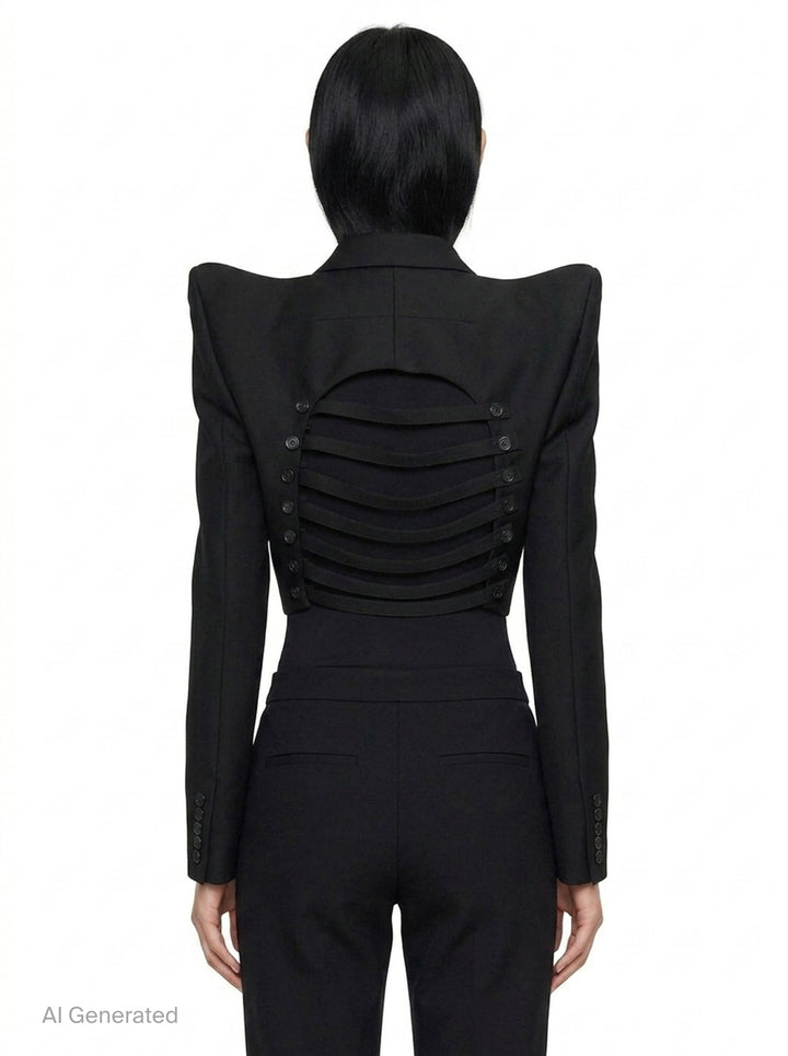 Cropped Slashed Front Jacket | Noir Kei Ninomiya | Club21 - back