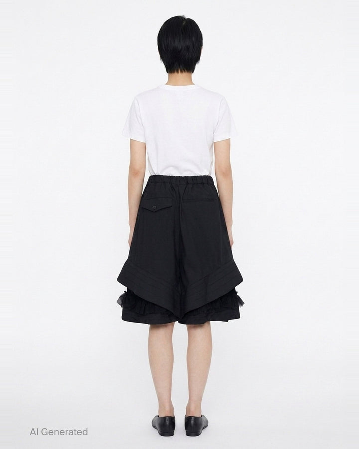 Gathered Waist Layered Shorts | Noir Kei Ninomiya | Club21 - back