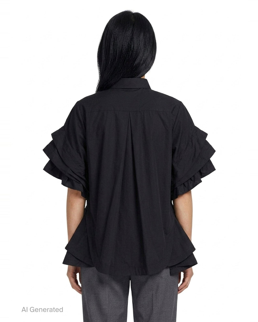 Ruffled Flare Shirt Blouse | Noir Kei Ninomiya | Club21 - back