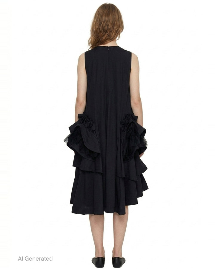 Sleeveless Cascading Ruffle Dress | Noir Kei Ninomiya | Club21 - back