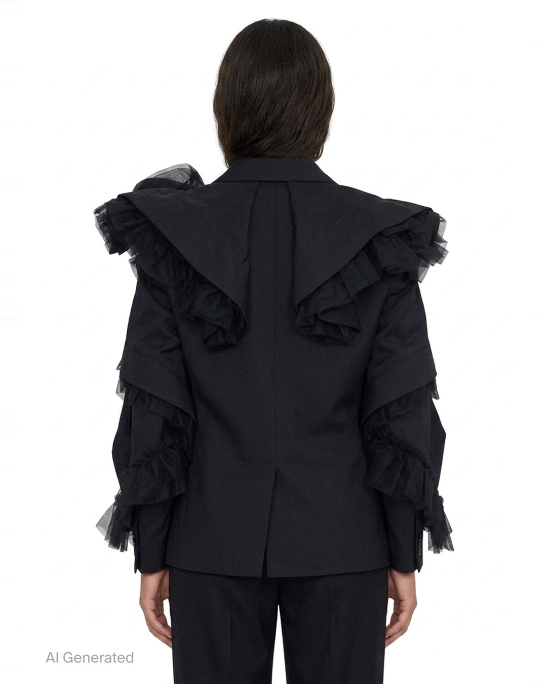 Tulle Ruffle Tailored Blazer | Noir Kei Ninomiya | Club21 - back