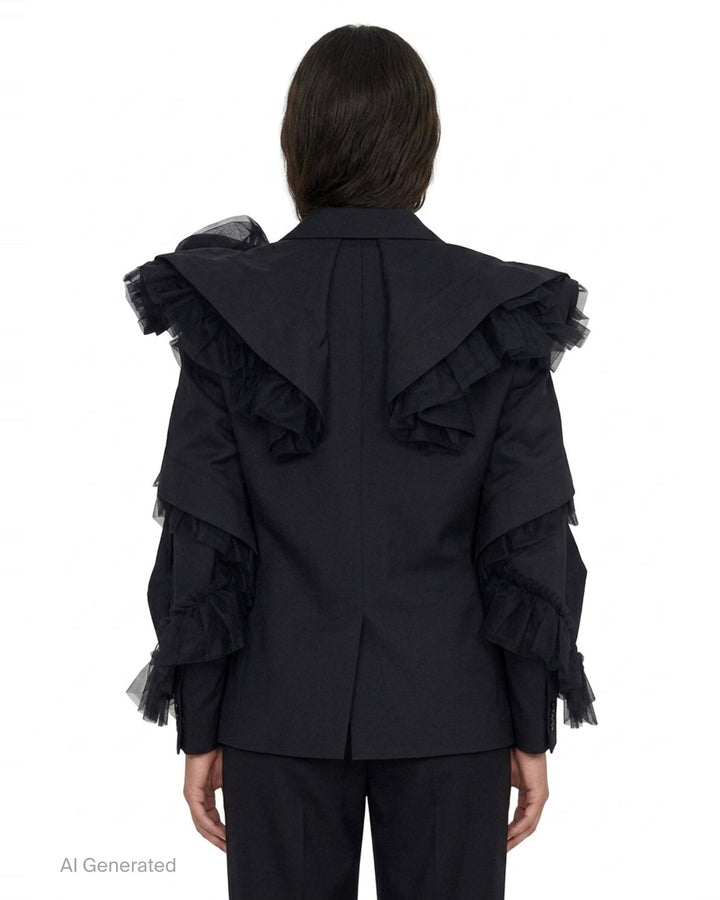 Tulle Ruffle Tailored Blazer | Noir Kei Ninomiya | Club21 - back