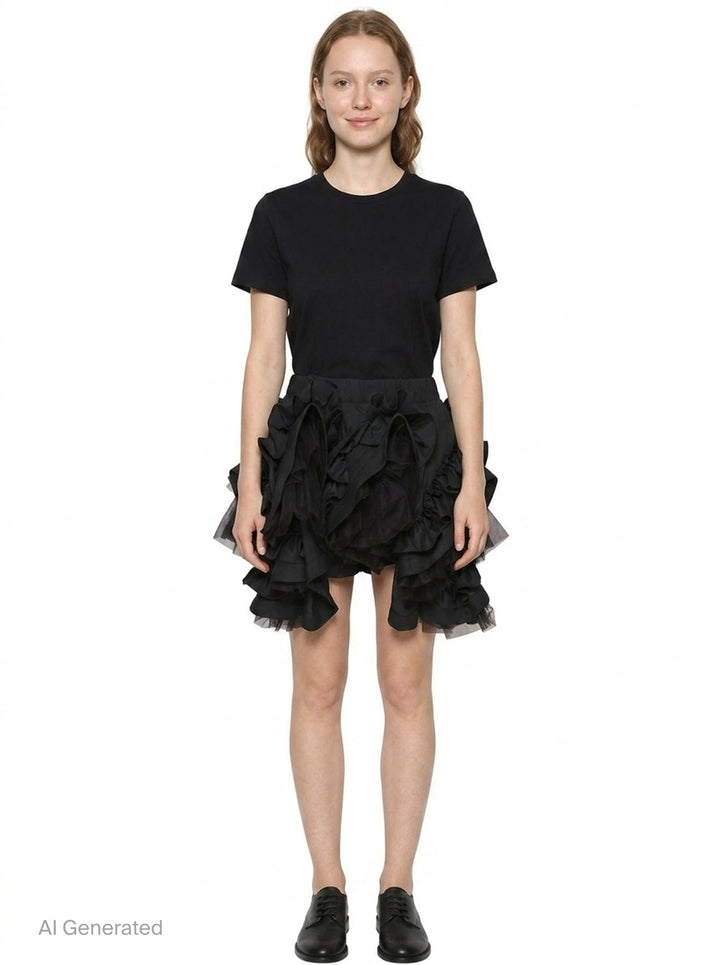 Voluminous Layered Ruffle Skirt | Noir Kei Ninomiya | Club21 - front