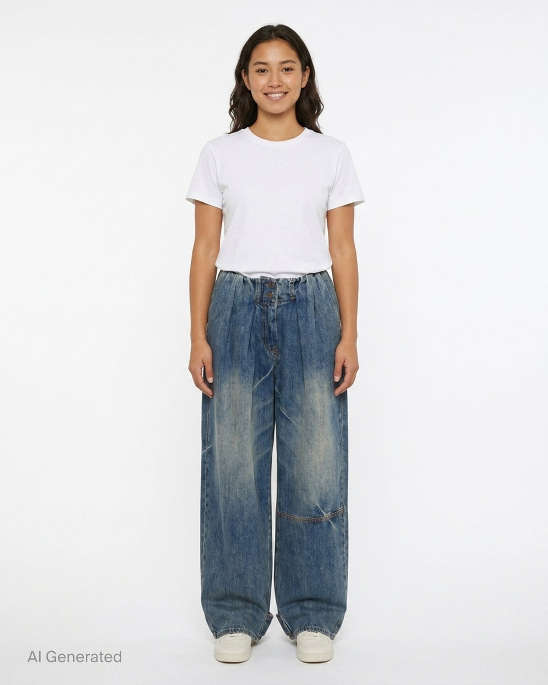 Full Gather Wide Leg Jeans | Open YY | Club21 - front