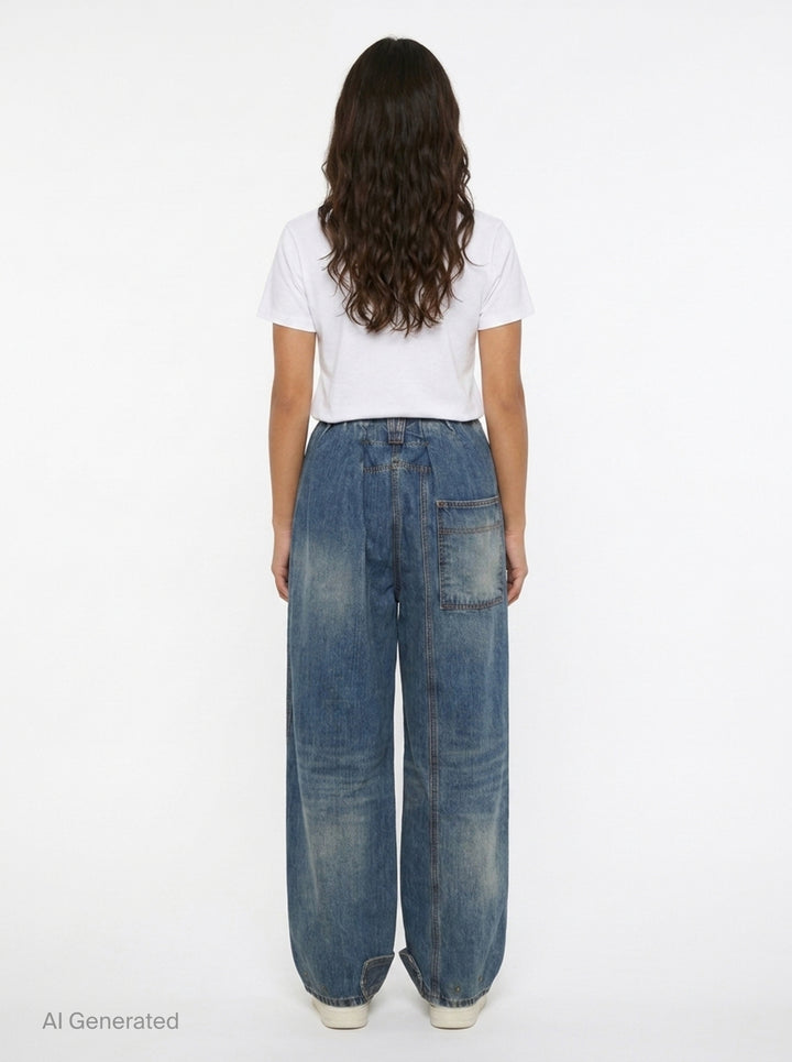 Full Gather Wide Leg Jeans | Open YY | Club21 - back