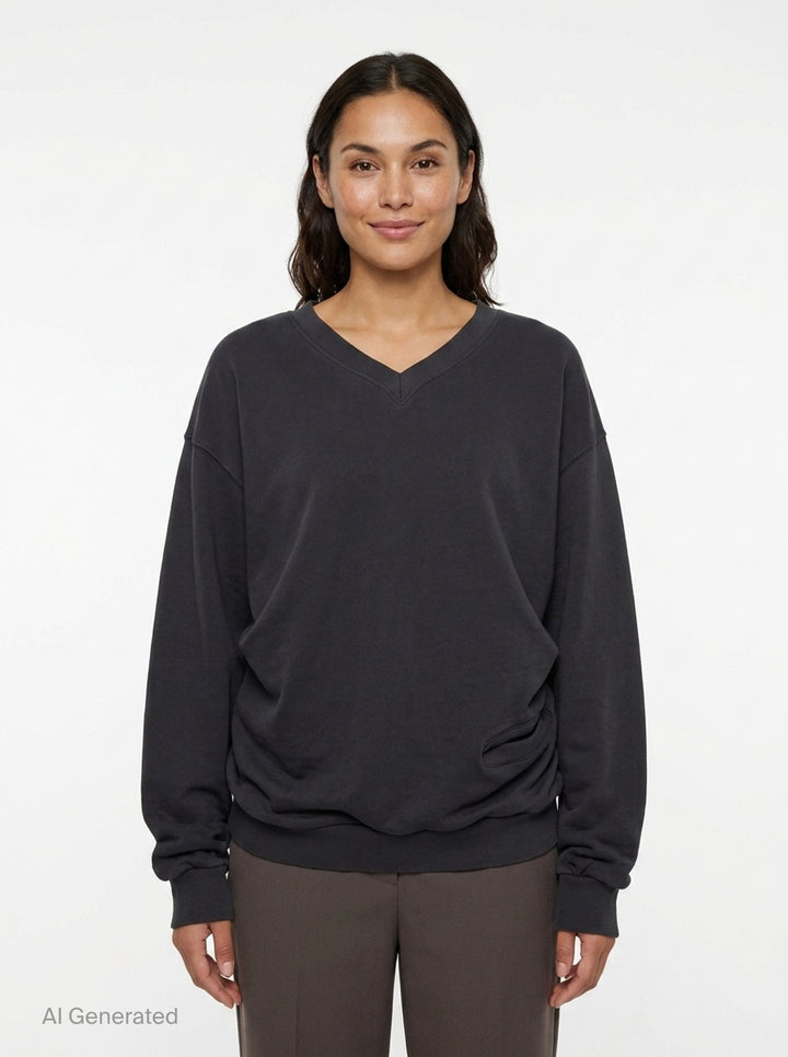 Slouchy V-Neck Sweatshirt | Open YY | Club21 - front