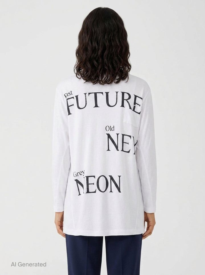 Typography Sheer Long Sleeve Top | Open YY | Club21 - back