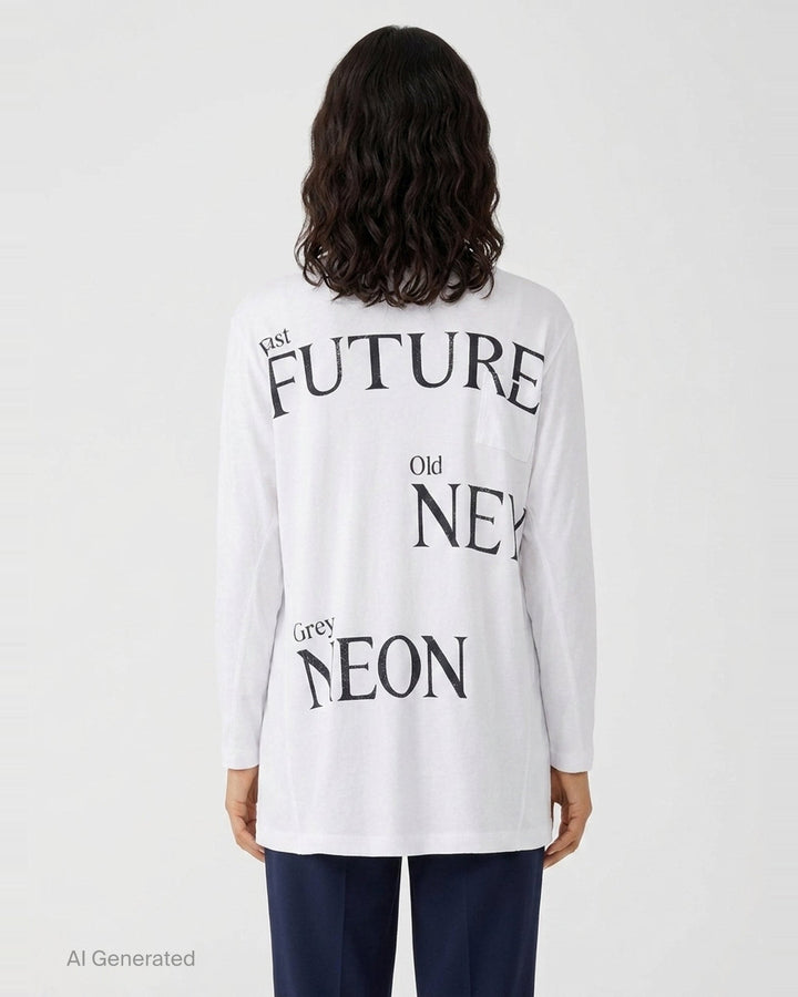 Typography Sheer Long Sleeve Top | Open YY | Club21 - back
