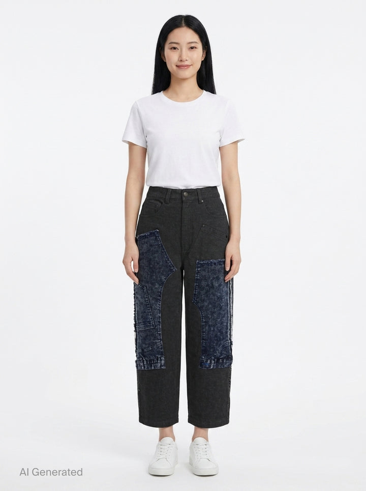 Denim Patch Brushed Jeans | Ordinary Couture Code | Club21 - front